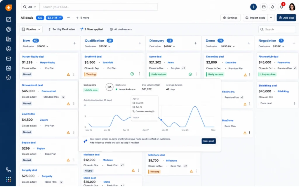 8 best client management tools for small business (2026 reviews) 17 Freshsales freddy ai