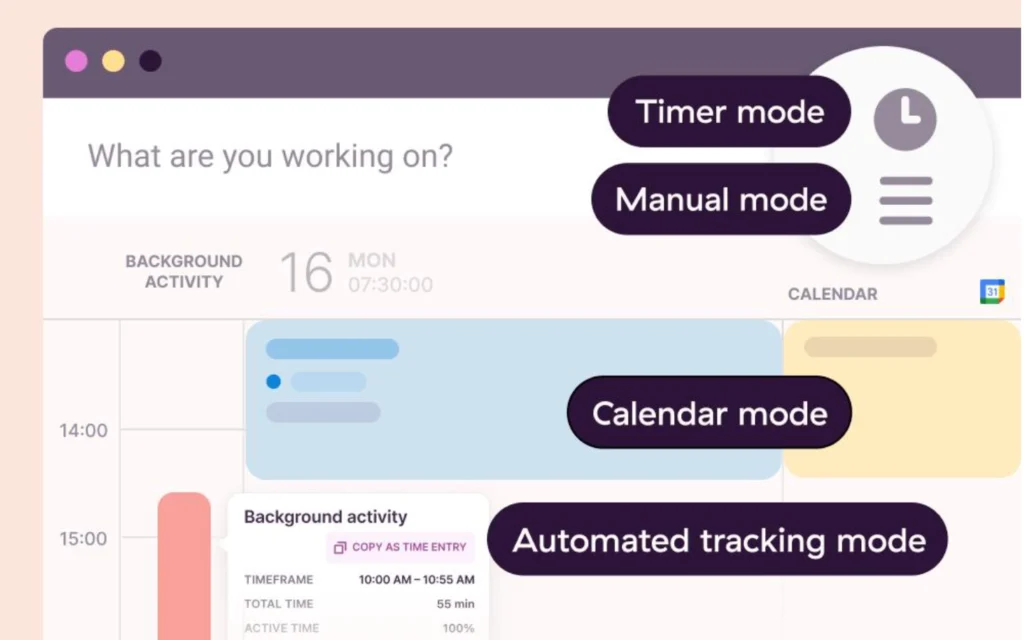 Timer and manual time entry