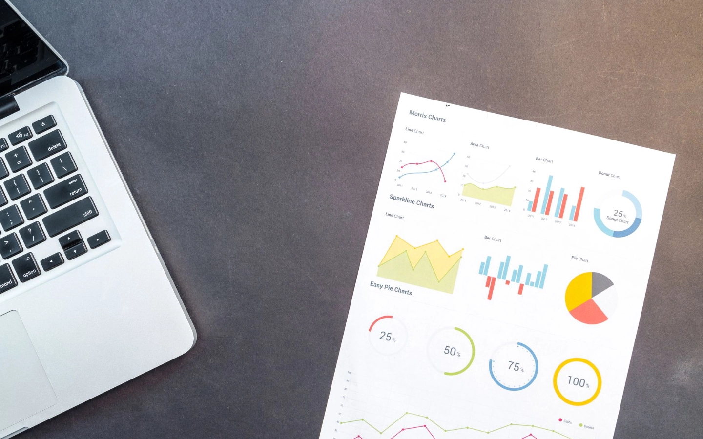 Laptop and charts on a desk illustrating time tracking and work reporting